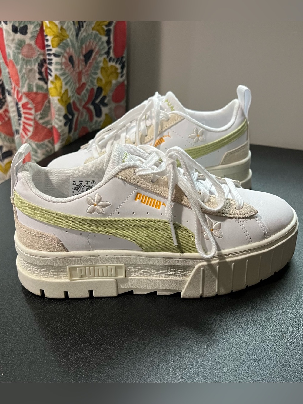 Puma Mayze Floral Embroidered Platform Sneaker Size 6